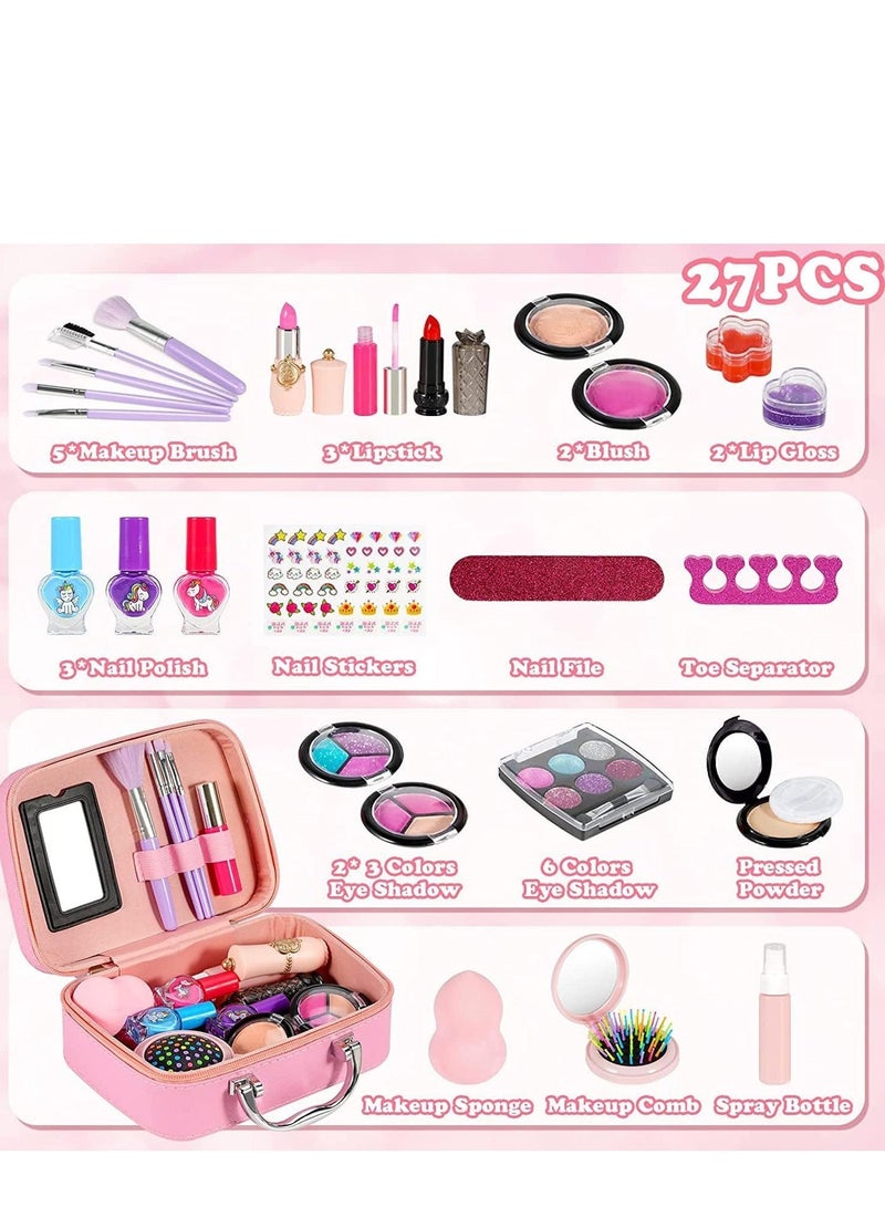 Arabayt Kids Makeup Kit for Girl, Washable Makeup for Girls, Real Play Makeup Set for Kids Little Girls Toddlers, Safe Dress Up Toys for Girls Princess, Birthday Gift for Girls Ages 4 5 6 7 8 9 - Image 2